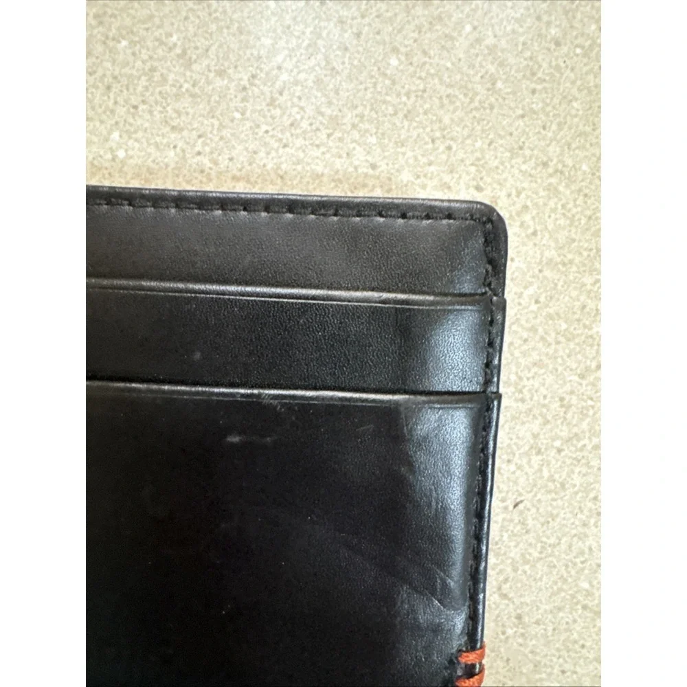 Lodis Wallet Money Clip Card Holder Leather Black And Orange Slim